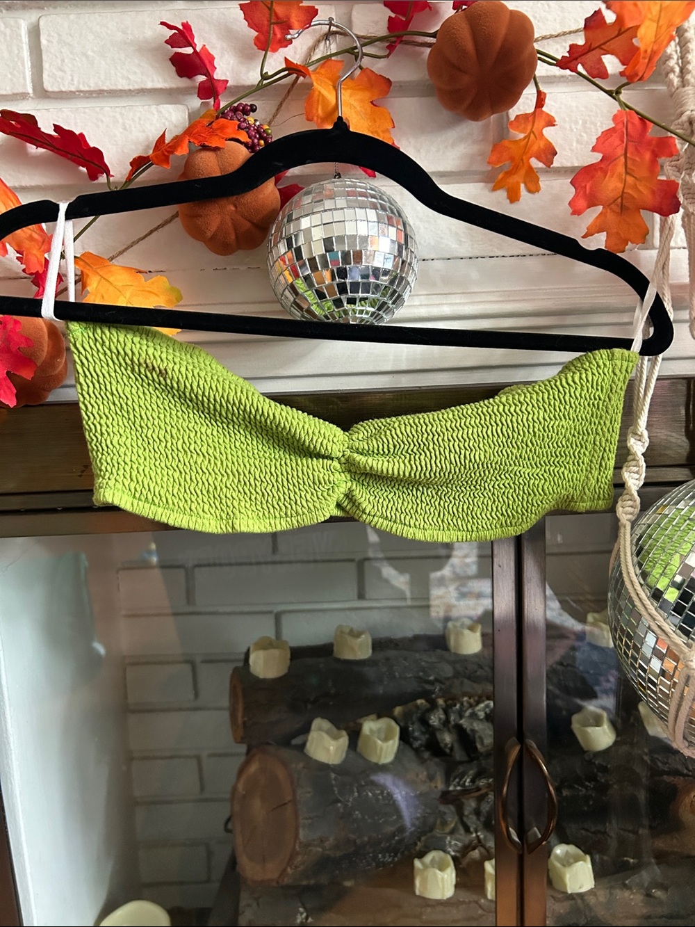 Lime Green Bandeau Bikini Top - Vintage Swimwear